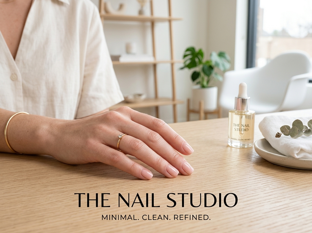 Premium nail studio interior with modern equipment and polished aesthetic